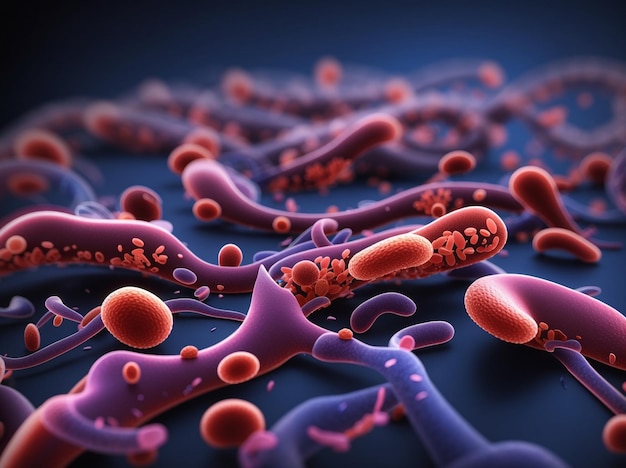 Vibrio Cholerae 3D illustratie van gramnegatieve bacteriën