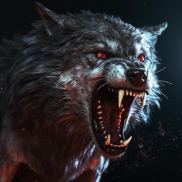 Photo vicious looking wolf 3d image generative ai