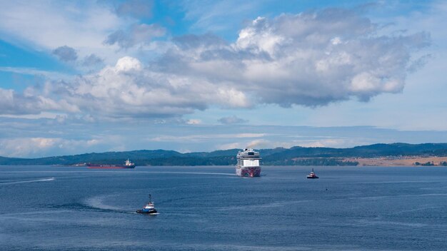 Victoria Canada June 28 2019 cruise travel ship in the ocean