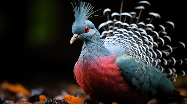 Victoria Crowned Pigeon Foraging