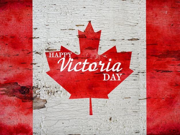 Victoria Day-letters op de achtergrond van de Canadese vlag