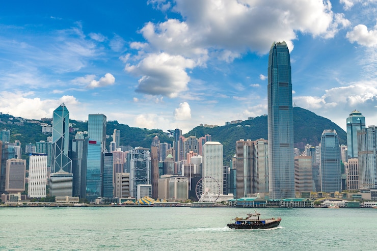 Photo victoria harbour in hong kong, china