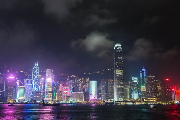 Victoria Harbour in Hong Kong at sunset