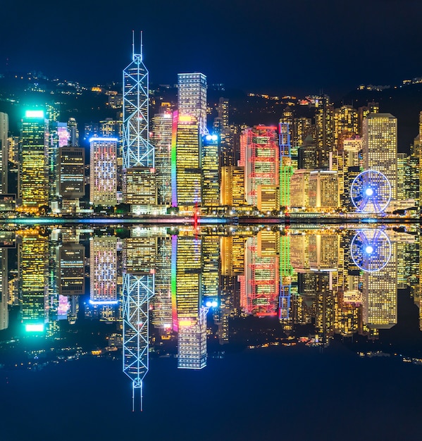 Victoria Harbour in Hongkong, skyscrapers, China