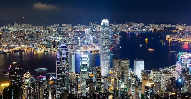 Victoria Peak, Hong Kong 22 juni 2016:-Hong Kong skyline bij nacht