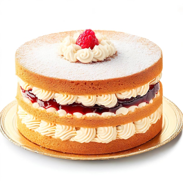 Victoria Sponge Cake isolated on white background Traditional London dessert