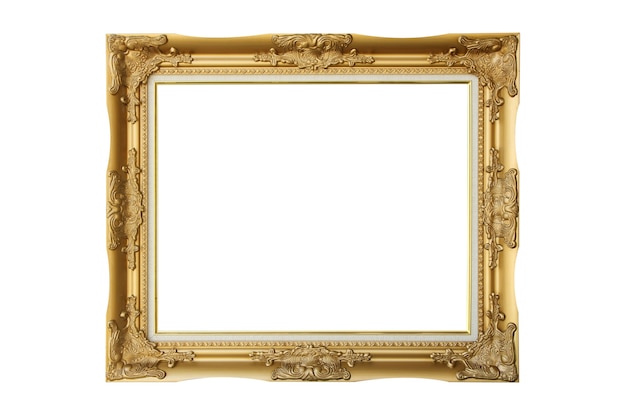 Foto victoriaans oud frame. klassieke gouden picture photo frame op geïsoleerde witte achtergrond.