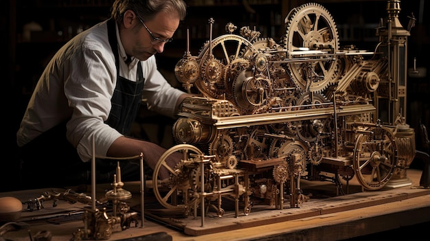 Victorian engineers designing elaborate steam engines