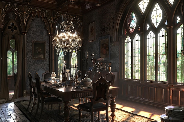 Victorian Gothic kasteel geïnspireerde eetkamers octan