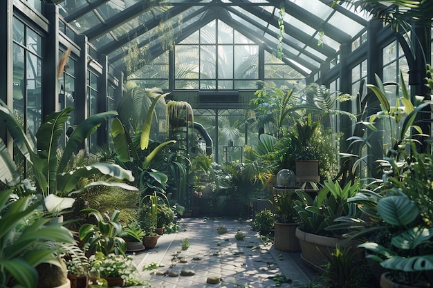 Victorian greenhouse filled with exotic and rare p