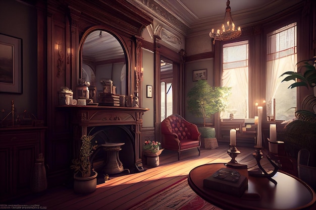 Victorian Interior Design Hyperrealistic Trending