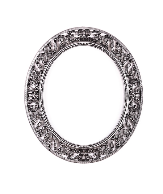 Victorian old black round frame baroque on white isolated background