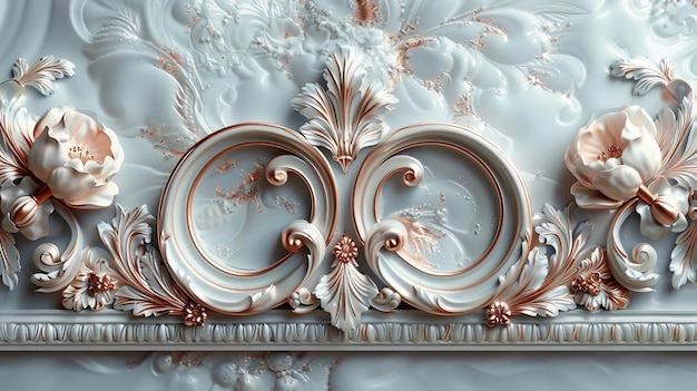 Photo the victorian ornate frame is adorned with brass and copper motifs in 3d