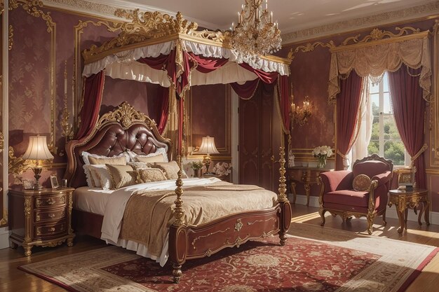 Premium AI Image | Victorian Revival Vintage Bedroom Decor