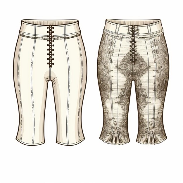 Victorian Trousers Pattern With Detailed Character Design