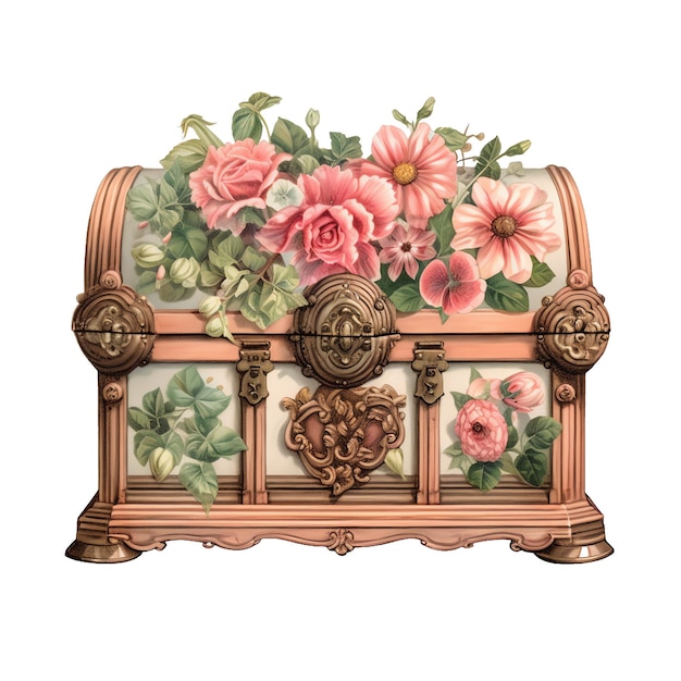 Photo victorian watercolor vintage floral box shabby chic illustration