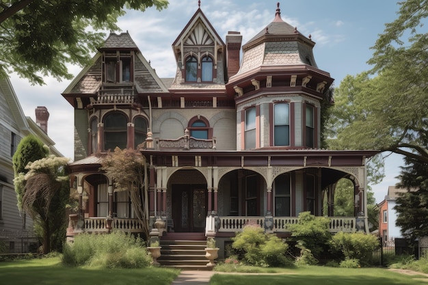 A victorianera house with intricate moldings and decorative details created with generative ai