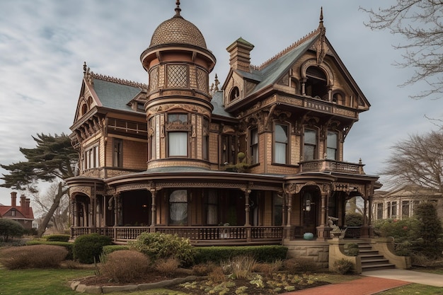 Victorianera mansion featuring intricate woodwork