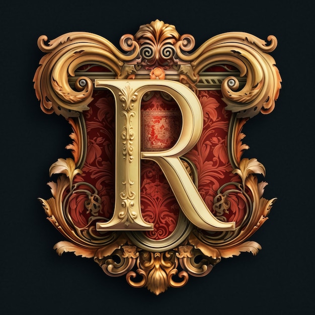 화려한 Flourishes와 문자 R의 Victorianstyle 3d 로고 타입