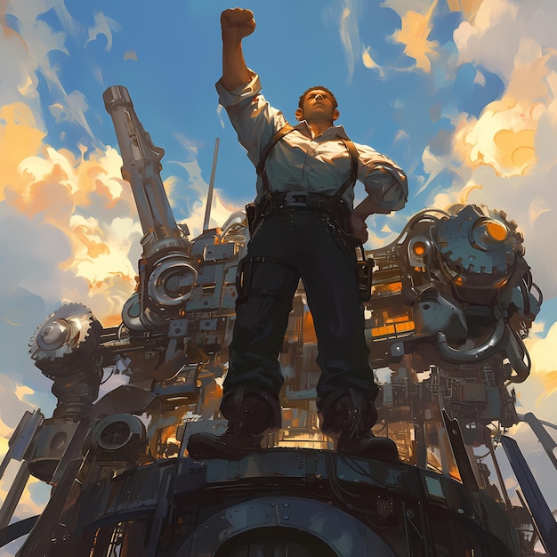 Victorious Man on Mechanical Beast