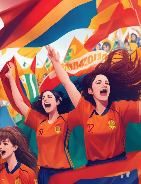 スペイン女子サッカー代表チームの勝利 無料画像の背景