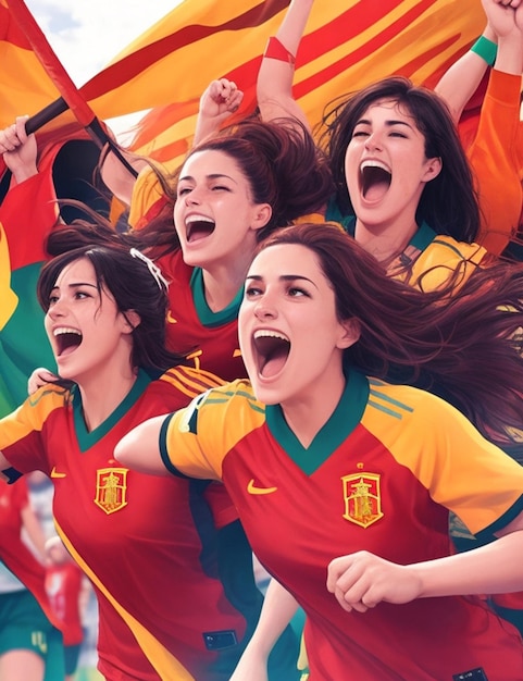 スペイン女子サッカー代表チームの勝利 無料画像