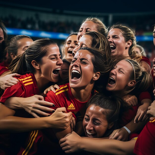Premium AI Image | Victory for the Spanish women's national football team
