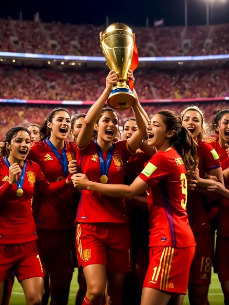 Premium AI Image | Victory for the Spanish women's national football team