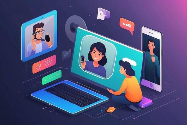 Video call vector concept