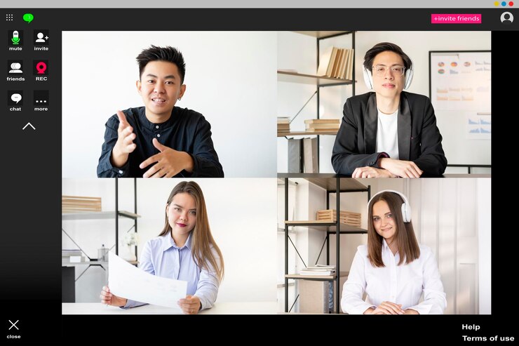 비디오 통화 웹 컨퍼런스 디지털 협력 인터넷 프레젠테이션 다양한 다민족 비즈니스