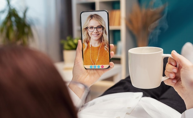 Video call with daughter using smartphone