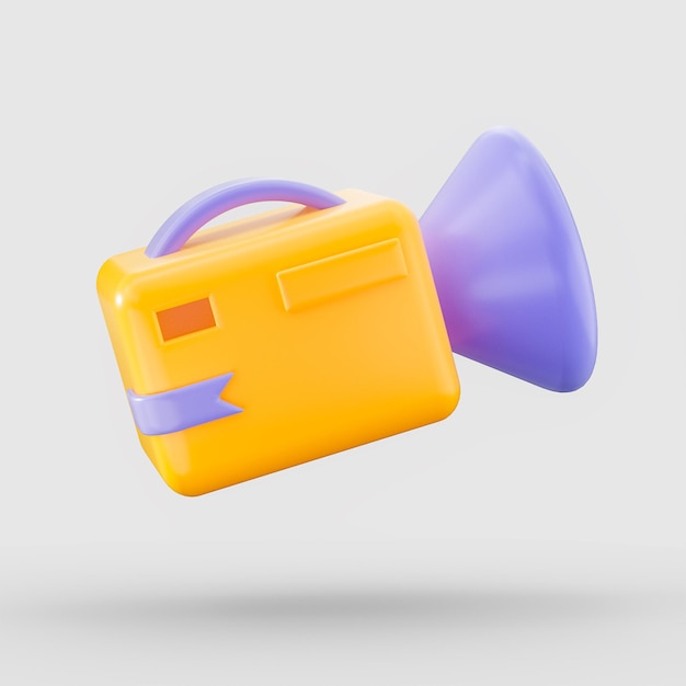 video camera cartoon style sign 3d render concept for website and app icon