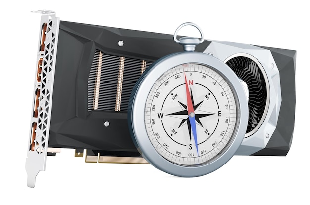 Video card with compass 3D rendering