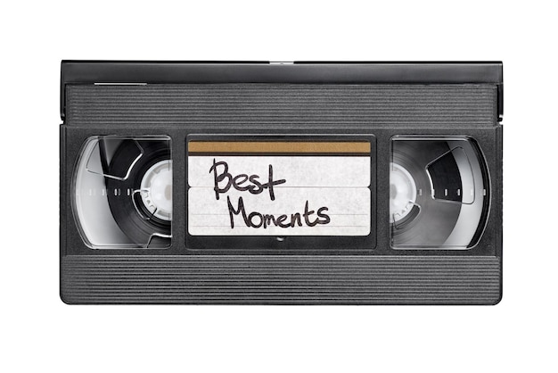 最高の瞬間のテキストが分離されたビデオ カセット レコード