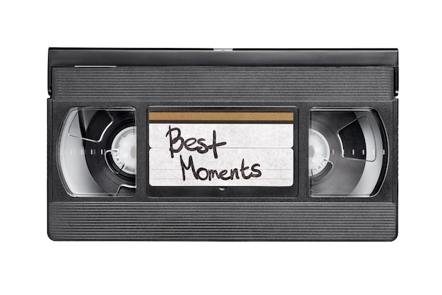 Video cassette record with Best moments text isolated