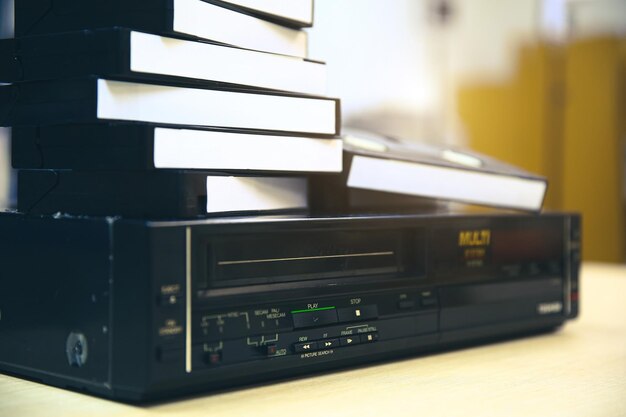 Video cassette tape stack with video record