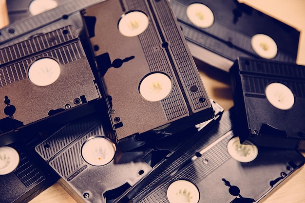 Video cassette tape stack with video record