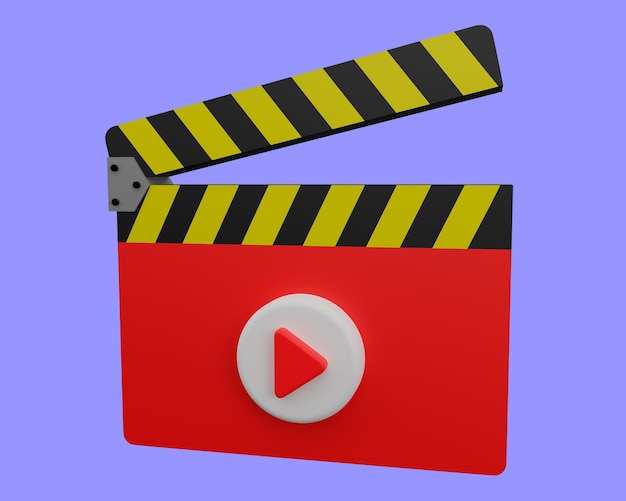 video clapperboard icon, recording object concept , 3d render.