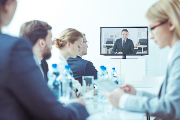 Video conference at company