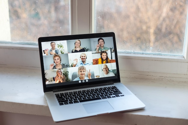 Video Conferencing Call Waving Hello With Hand