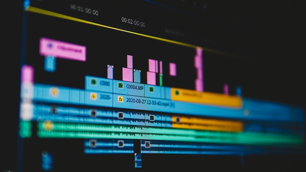 Photo video editing timeline close up