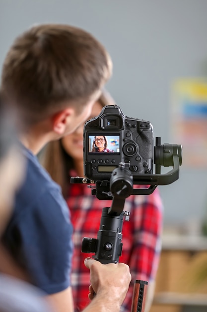 Video filming of young woman