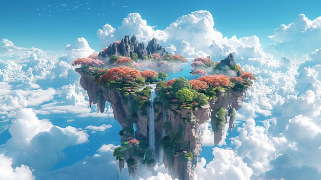 Photo video game artwork concept illustration realistic cartoon style background for allen planet39s exotic environment the floating island in the clouds sea