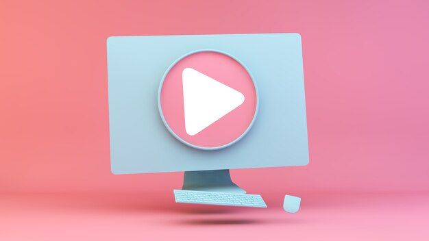 Video play button on computer