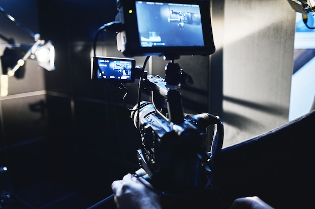 Video production backstage Behind the scenes of creating video content a professional team