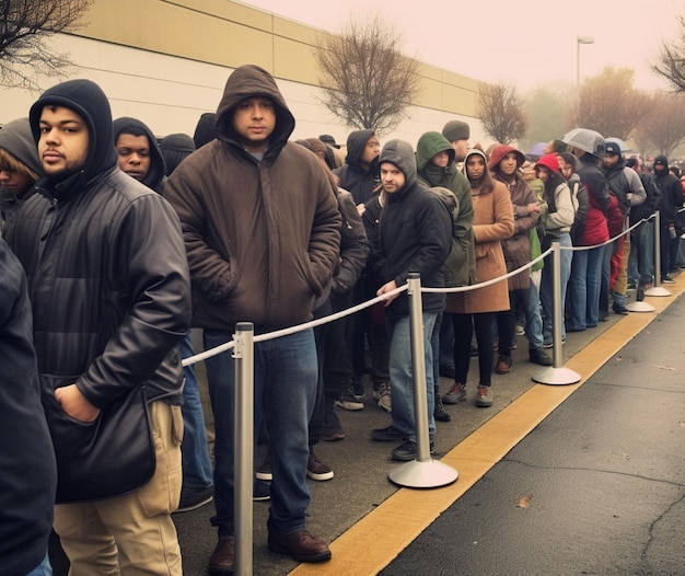 A video of shoppers waiting in line for Black Friday