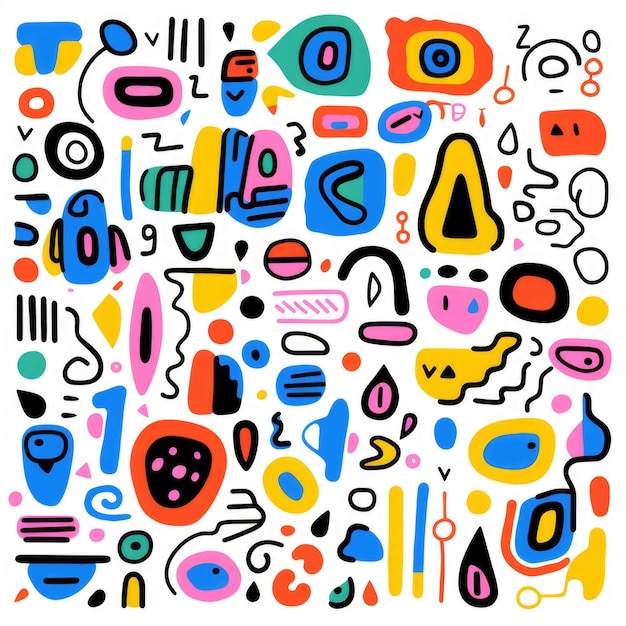 Video supplies colorful set of doodles on white background Generative AI