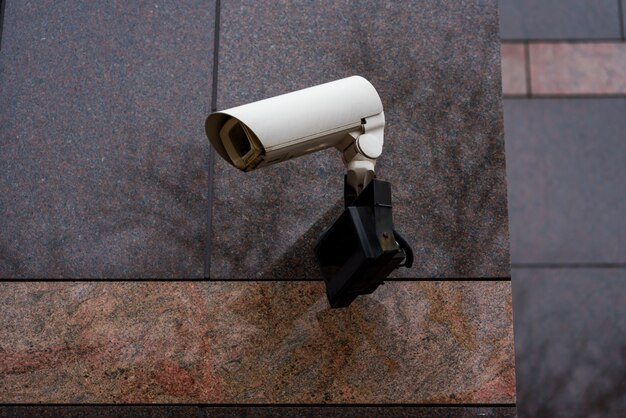 Video surveillance on the building wall outside,