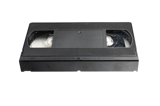 Videotape for watching movies isolated on a white background, video cassette.