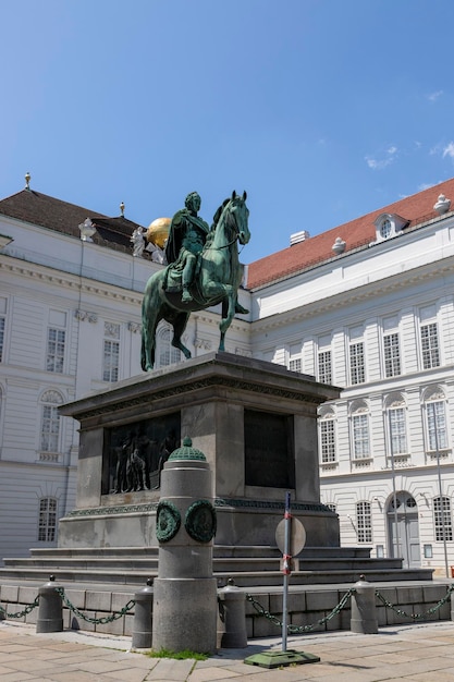 Vienna Austria June 13 2023 Equestrian monument to Emperor Joseph II on Josefsplatz Square in Vienna